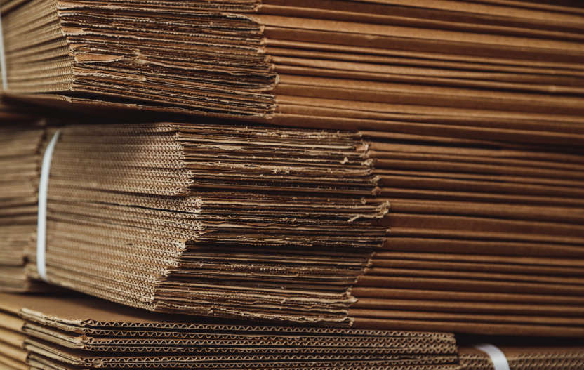 Stacks of EcoSynthetix cardboard